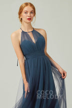 Elegant A Line Floor Length Tulle Bridesmaid Dress Bridesmaid Dress