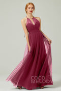 Elegant A Line Floor Length Tulle Bridesmaid Dress Bridesmaid Dress