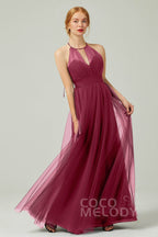 Elegant A Line Floor Length Tulle Bridesmaid Dress Bridesmaid Dress
