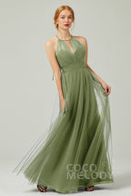 Elegant A Line Floor Length Tulle Bridesmaid Dress Bridesmaid Dress