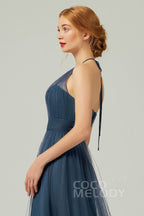 Elegant A Line Floor Length Tulle Bridesmaid Dress Bridesmaid Dress