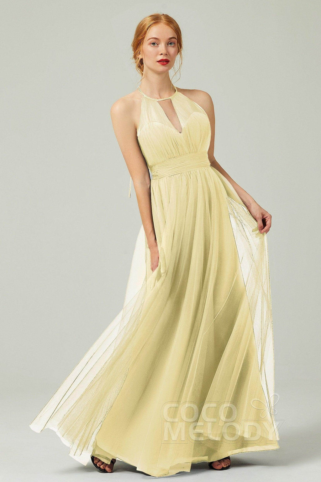 Elegant A Line Floor Length Tulle Bridesmaid Dress Bridesmaid Dress