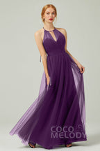 Elegant A Line Floor Length Tulle Bridesmaid Dress Bridesmaid Dress