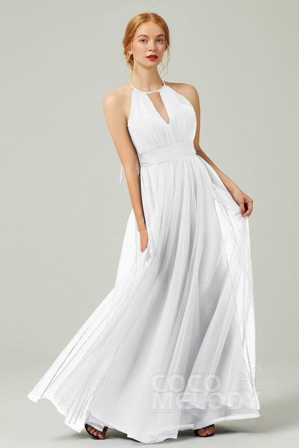Elegant A Line Floor Length Tulle Bridesmaid Dress Bridesmaid Dress