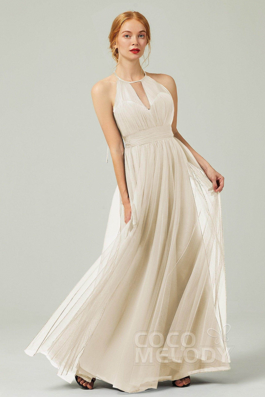 Elegant A Line Floor Length Tulle Bridesmaid Dress Bridesmaid Dress