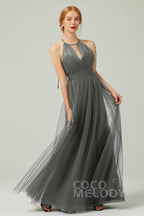 Elegant A Line Floor Length Tulle Bridesmaid Dress Bridesmaid Dress