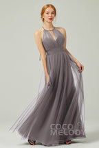 Elegant A Line Floor Length Tulle Bridesmaid Dress Bridesmaid Dress