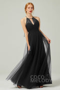 Elegant A Line Floor Length Tulle Bridesmaid Dress Bridesmaid Dress