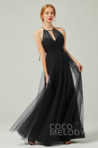 Elegant A Line Floor Length Tulle Bridesmaid Dress Bridesmaid Dress