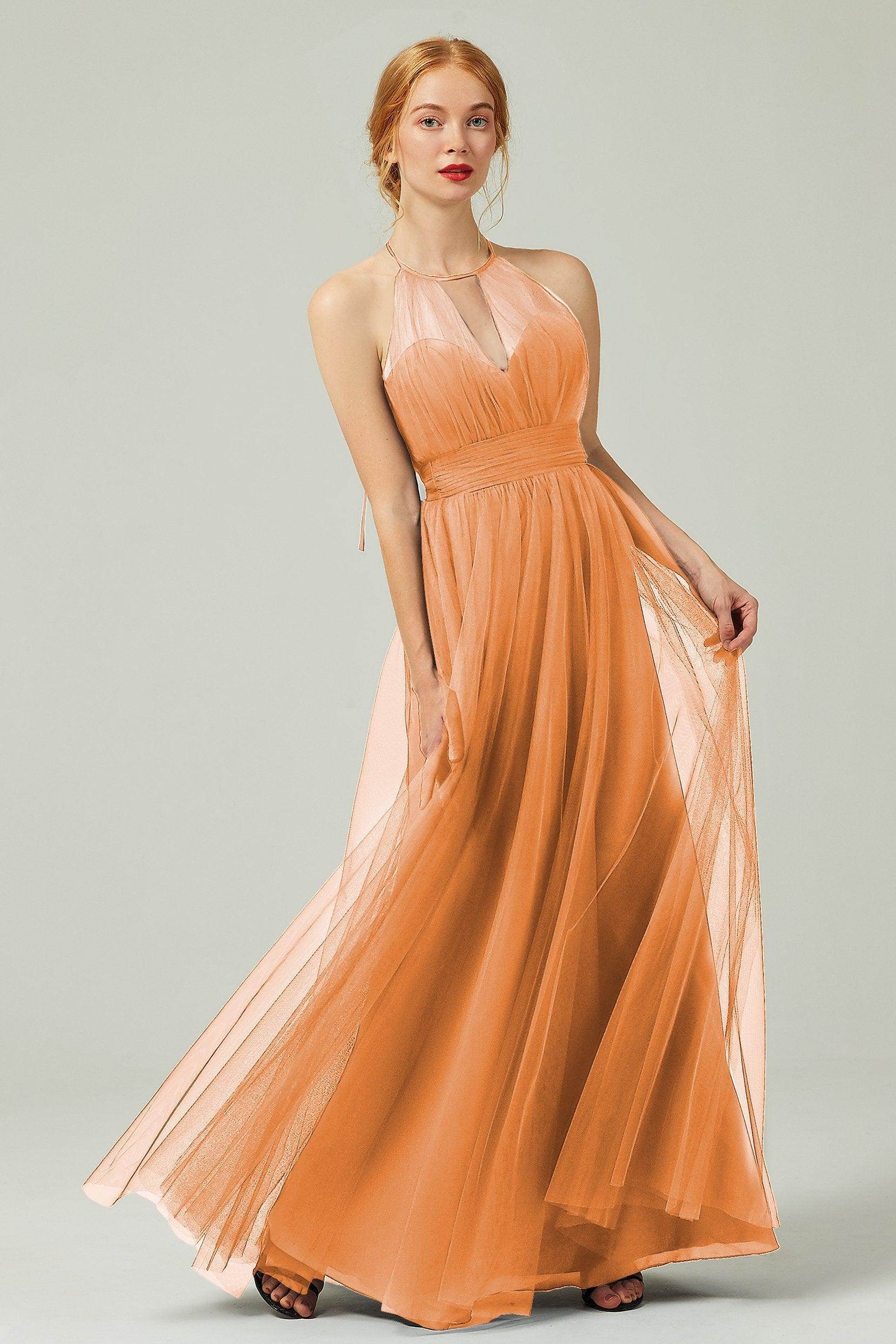 Elegant A Line Floor Length Tulle Bridesmaid Dress Bridesmaid Dress