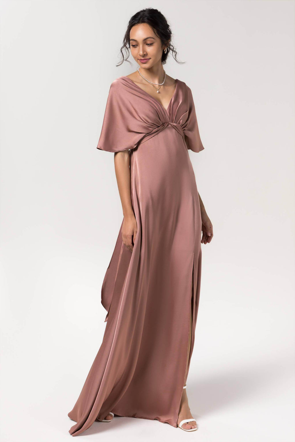 Elegant Sheath Floor Length Luxe Satin Bridesmaid Dress Bridesmaid Dress