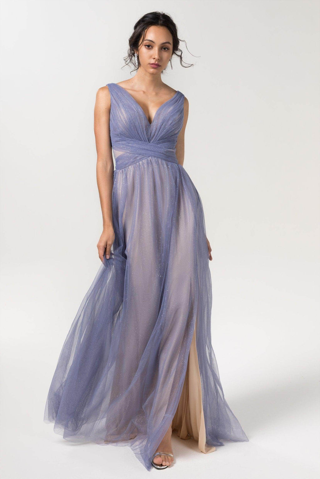 Elegant A Line Floor Length Sparkling Tulle Bridesmaid Dress Bridesmaid Dress