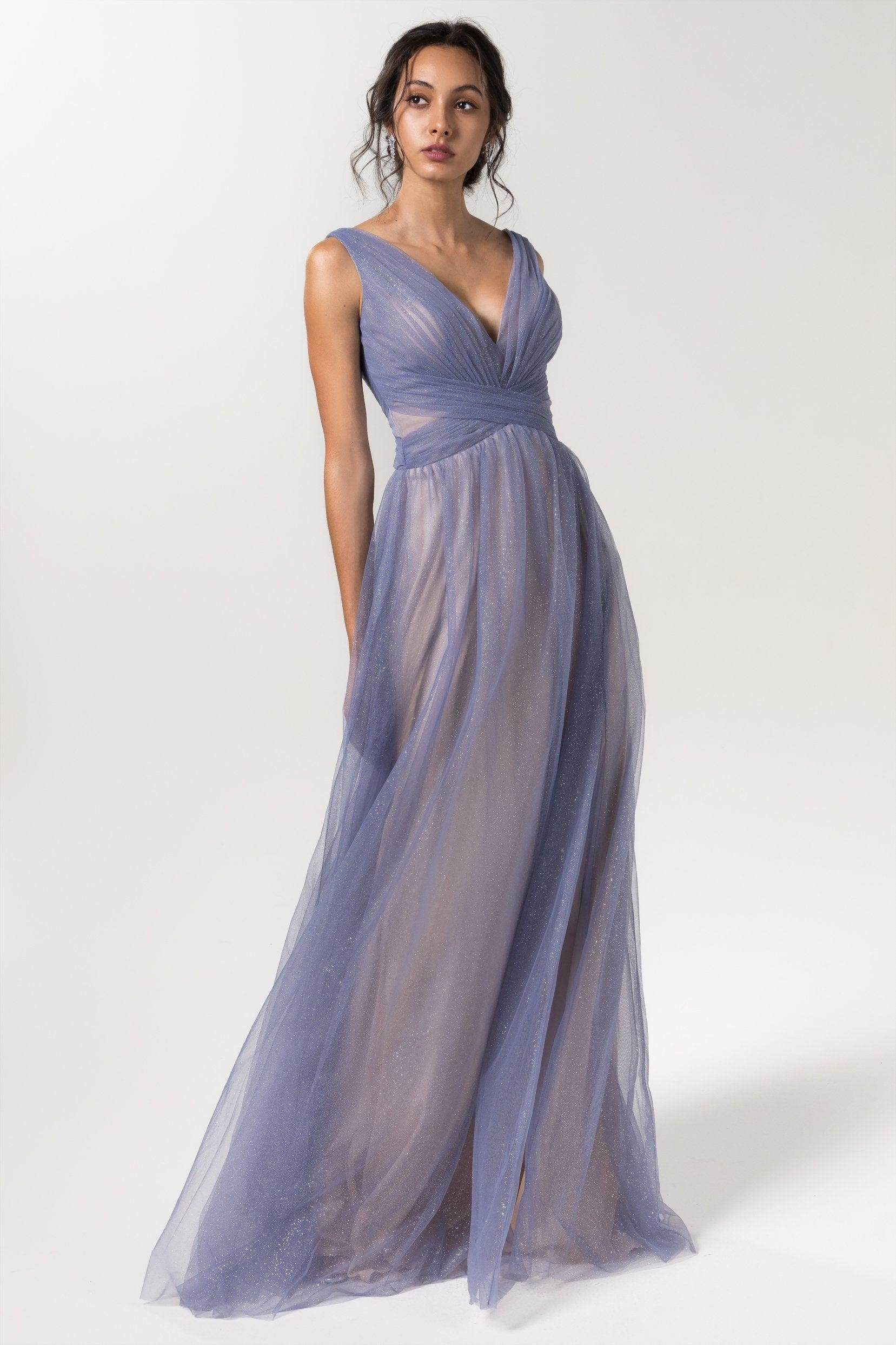 Elegant A Line Floor Length Sparkling Tulle Bridesmaid Dress Bridesmaid Dress