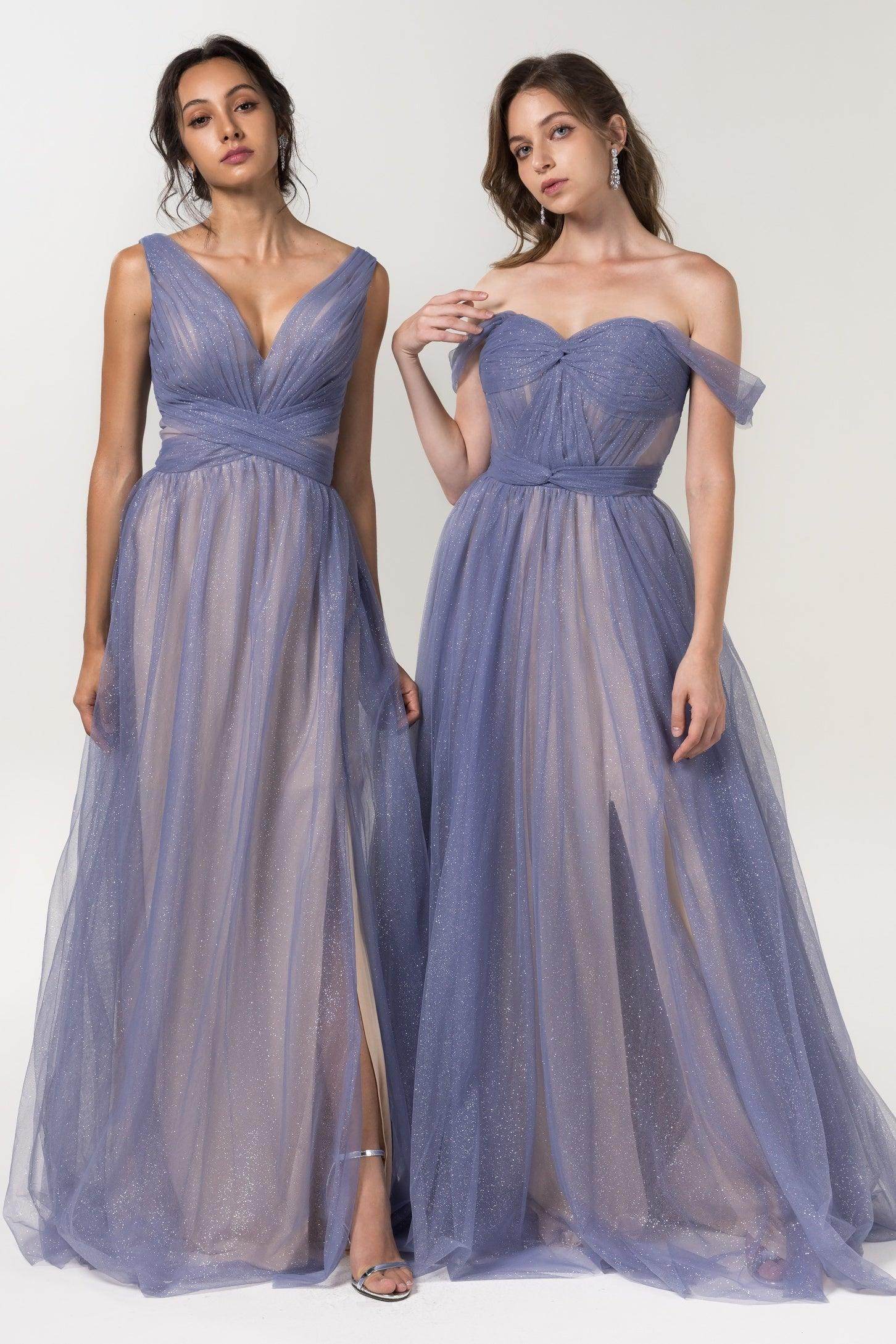 Elegant A Line Floor Length Sparkling Tulle Bridesmaid Dress Bridesmaid Dress