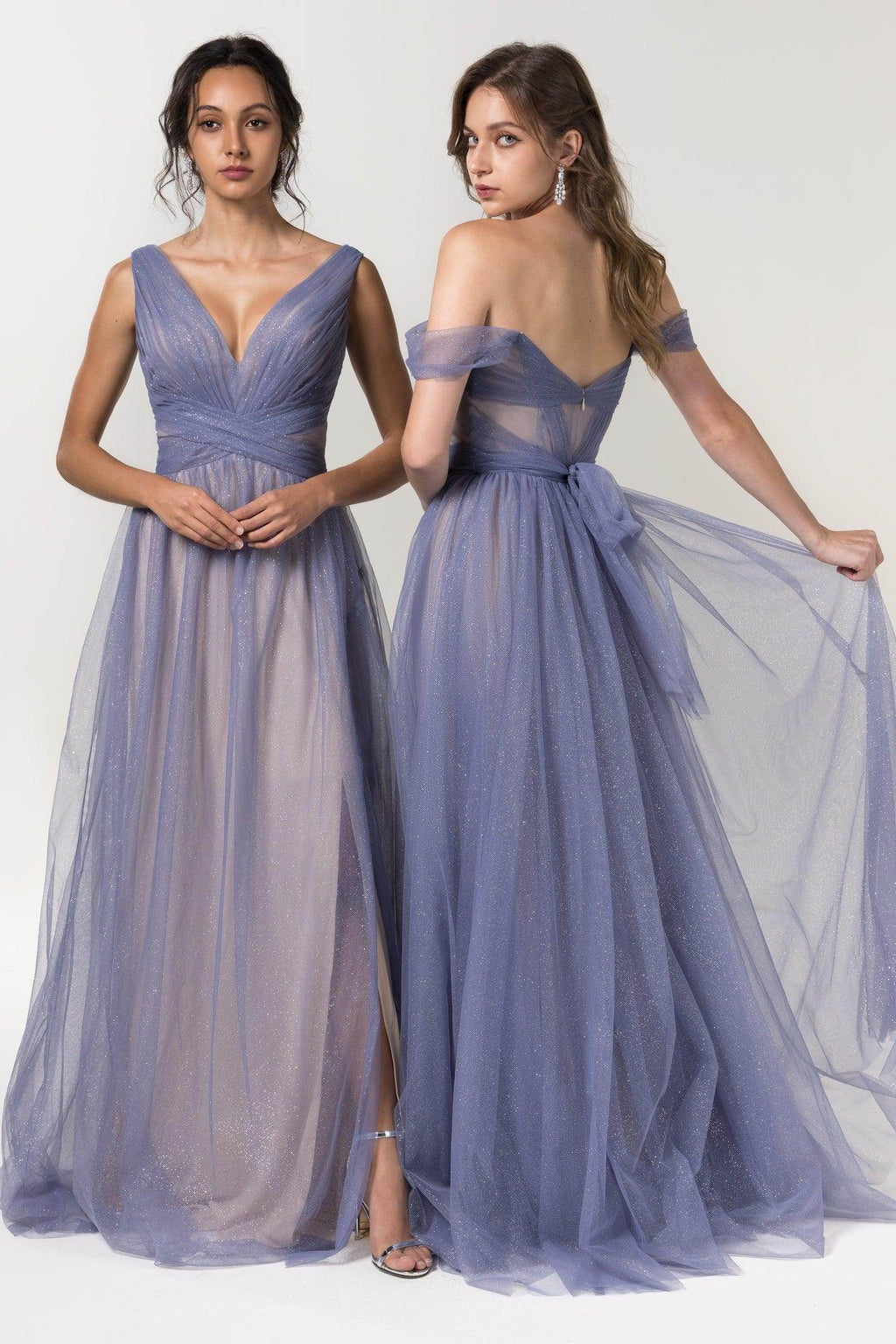 Elegant A Line Floor Length Sparkling Tulle Bridesmaid Dress Bridesmaid Dress