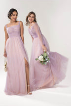 Elegant A Line Floor Length Sparkling Tulle Bridesmaid Dress Bridesmaid Dress