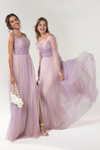 Elegant A Line Floor Length Sparkling Tulle Bridesmaid Dress Bridesmaid Dress