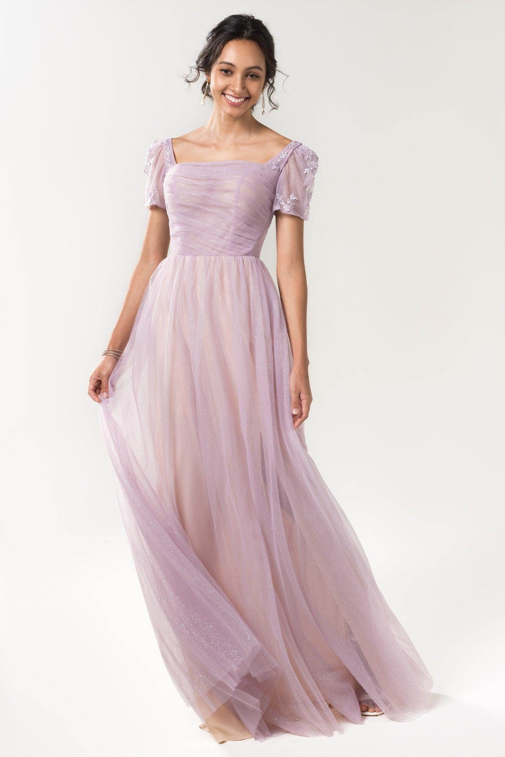 Elegant A Line Floor Length Sparkling Tulle Bridesmaid Dress Bridesmaid Dress