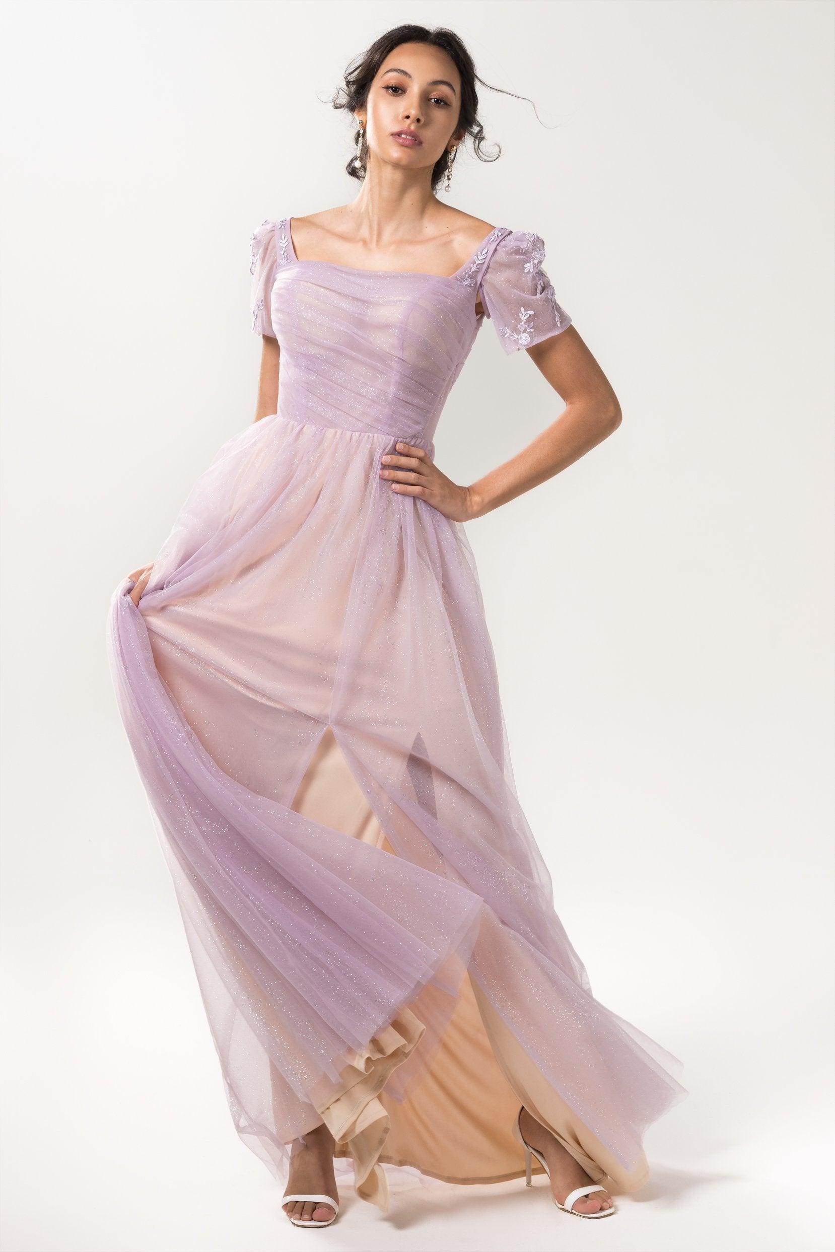 Elegant A Line Floor Length Sparkling Tulle Bridesmaid Dress Bridesmaid Dress