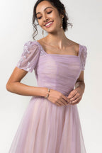 Elegant A Line Floor Length Sparkling Tulle Bridesmaid Dress Bridesmaid Dress