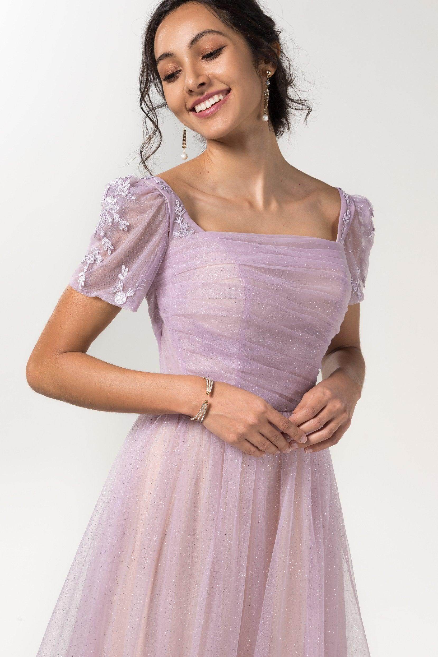 Elegant A Line Floor Length Sparkling Tulle Bridesmaid Dress Bridesmaid Dress