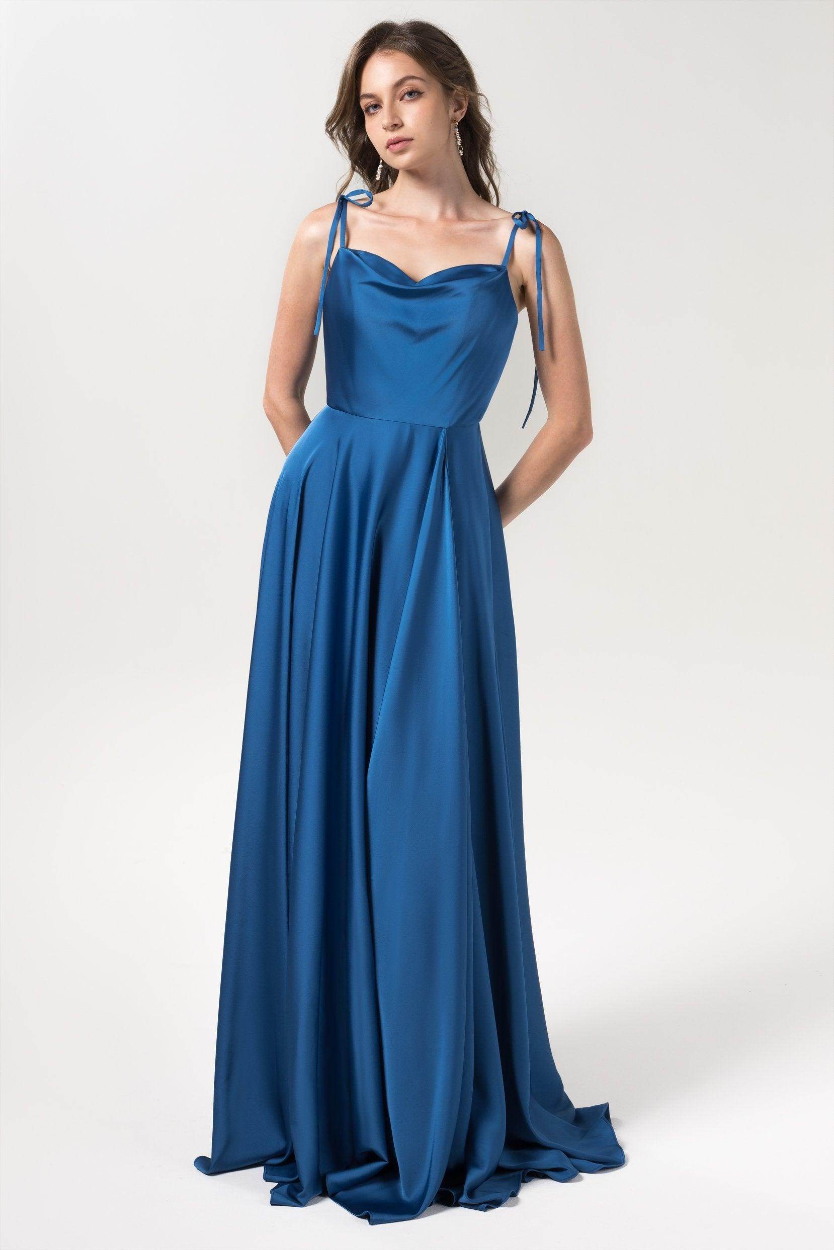 Elegant A Line Sweep Brush Train Luxe Satin Bridesmaid Dress Bridesmaid Dress