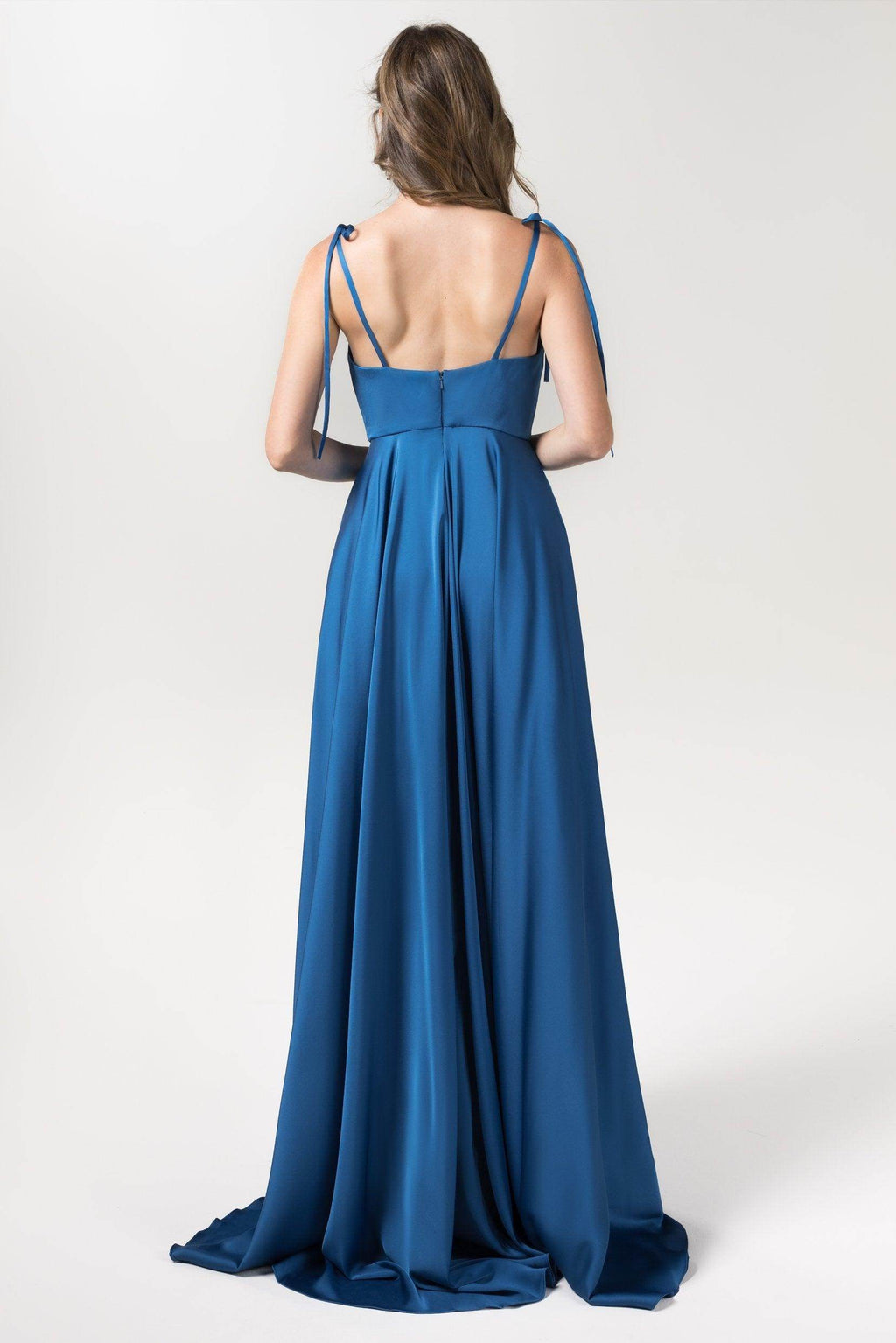 Elegant A Line Sweep Brush Train Luxe Satin Bridesmaid Dress Bridesmaid Dress