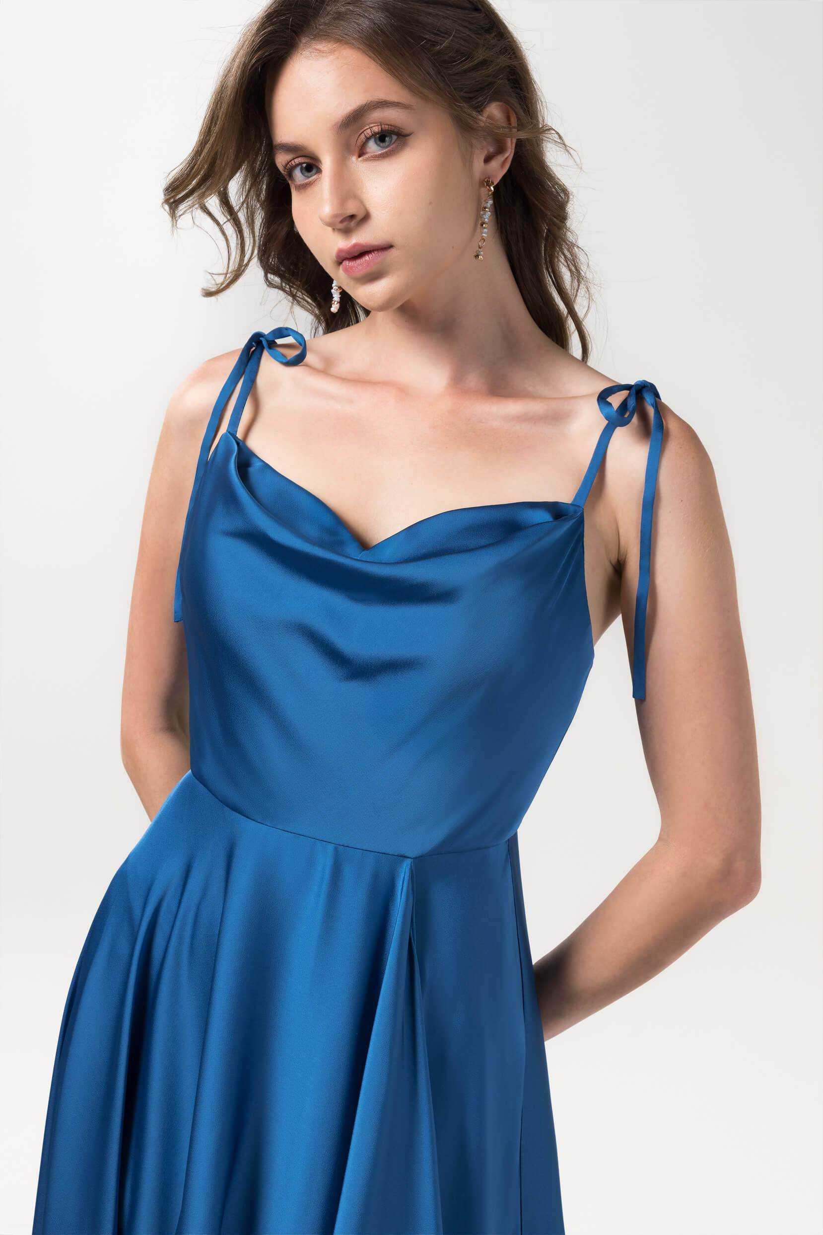 Elegant A Line Sweep Brush Train Luxe Satin Bridesmaid Dress Bridesmaid Dress
