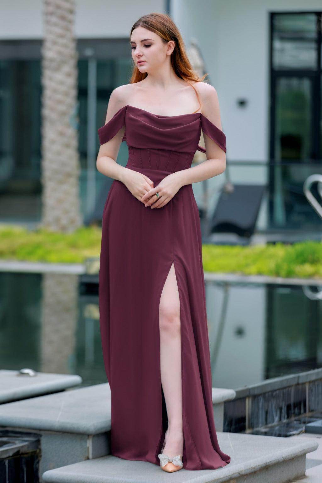 Elegant A Line Floor Length Chiffon Bridesmaid Dress Bridesmaid Dress
