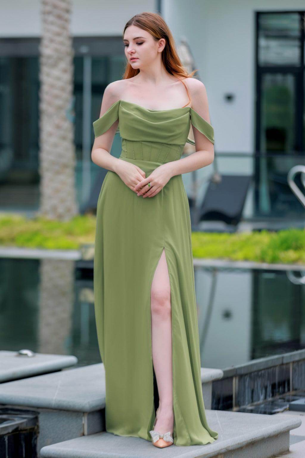 Elegant A Line Floor Length Chiffon Bridesmaid Dress Bridesmaid Dress