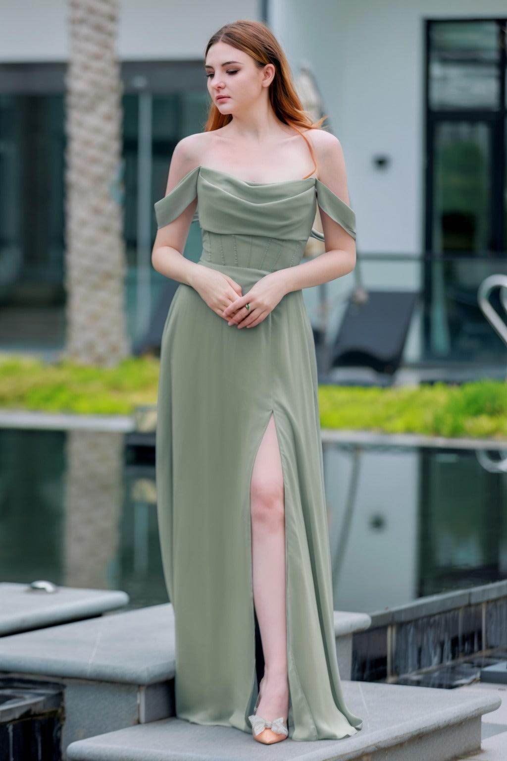 Elegant A Line Floor Length Chiffon Bridesmaid Dress Bridesmaid Dress