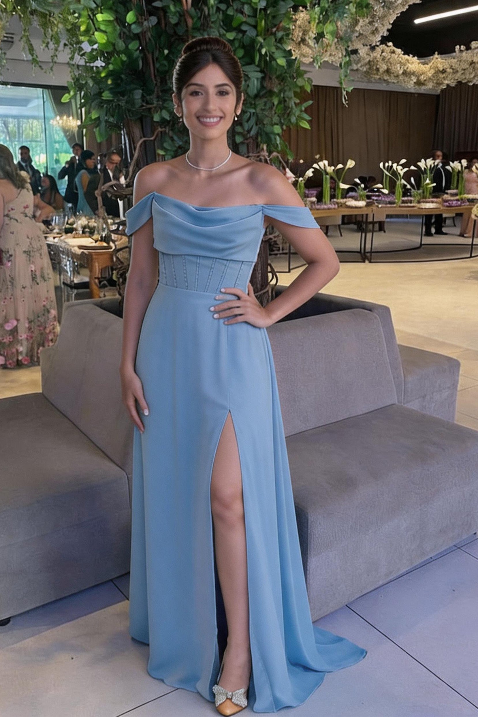 Elegant A Line Floor Length Chiffon Bridesmaid Dress Bridesmaid Dress