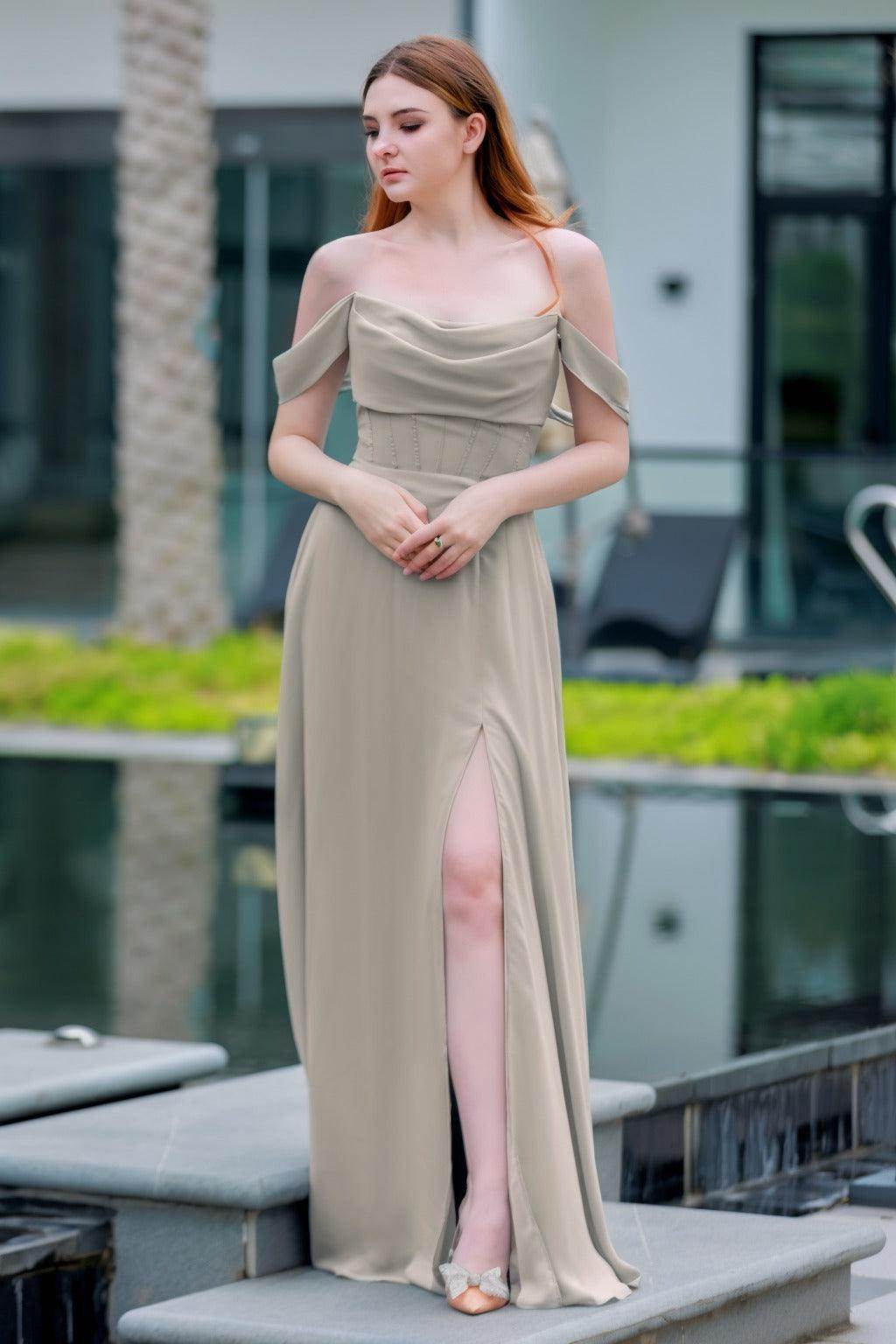 Elegant A Line Floor Length Chiffon Bridesmaid Dress Bridesmaid Dress