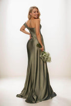 Elegant Sage Green Trumpet Bridesmaid Dress with Side Drape Bridesmaid Dress