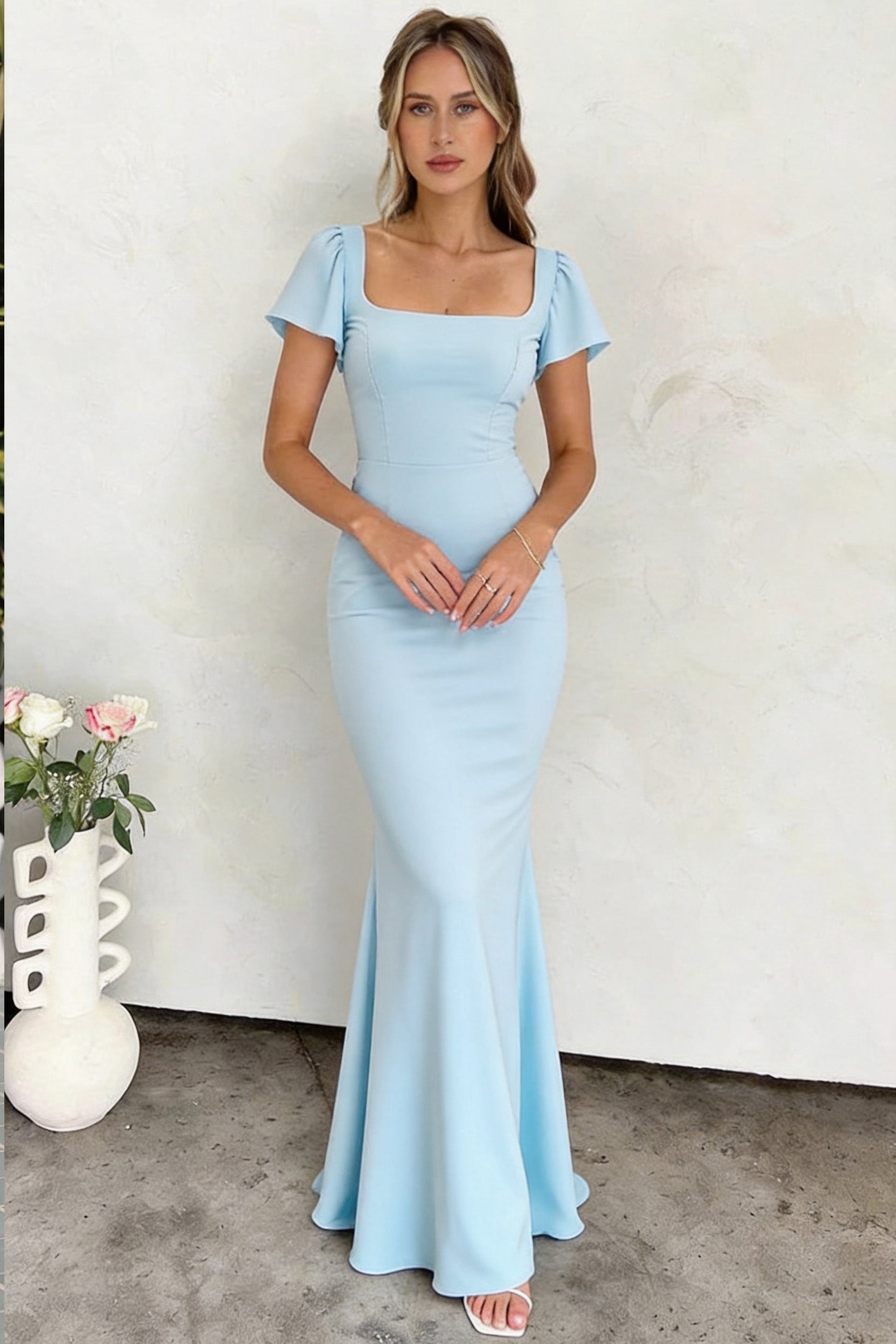 Elegant Sheath Column Maxi Chiffon Bridesmaid Dress Bridesmaid Dress
