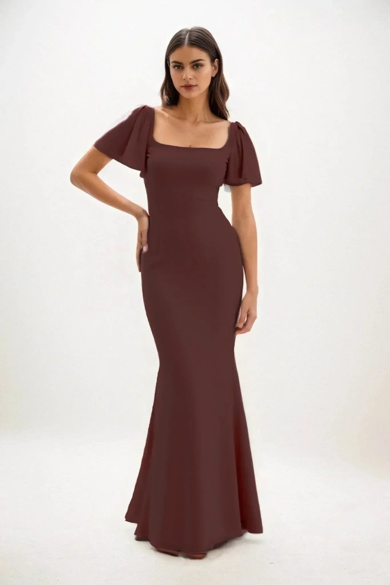 Elegant Sheath Column Maxi Chiffon Bridesmaid Dress Bridesmaid Dress