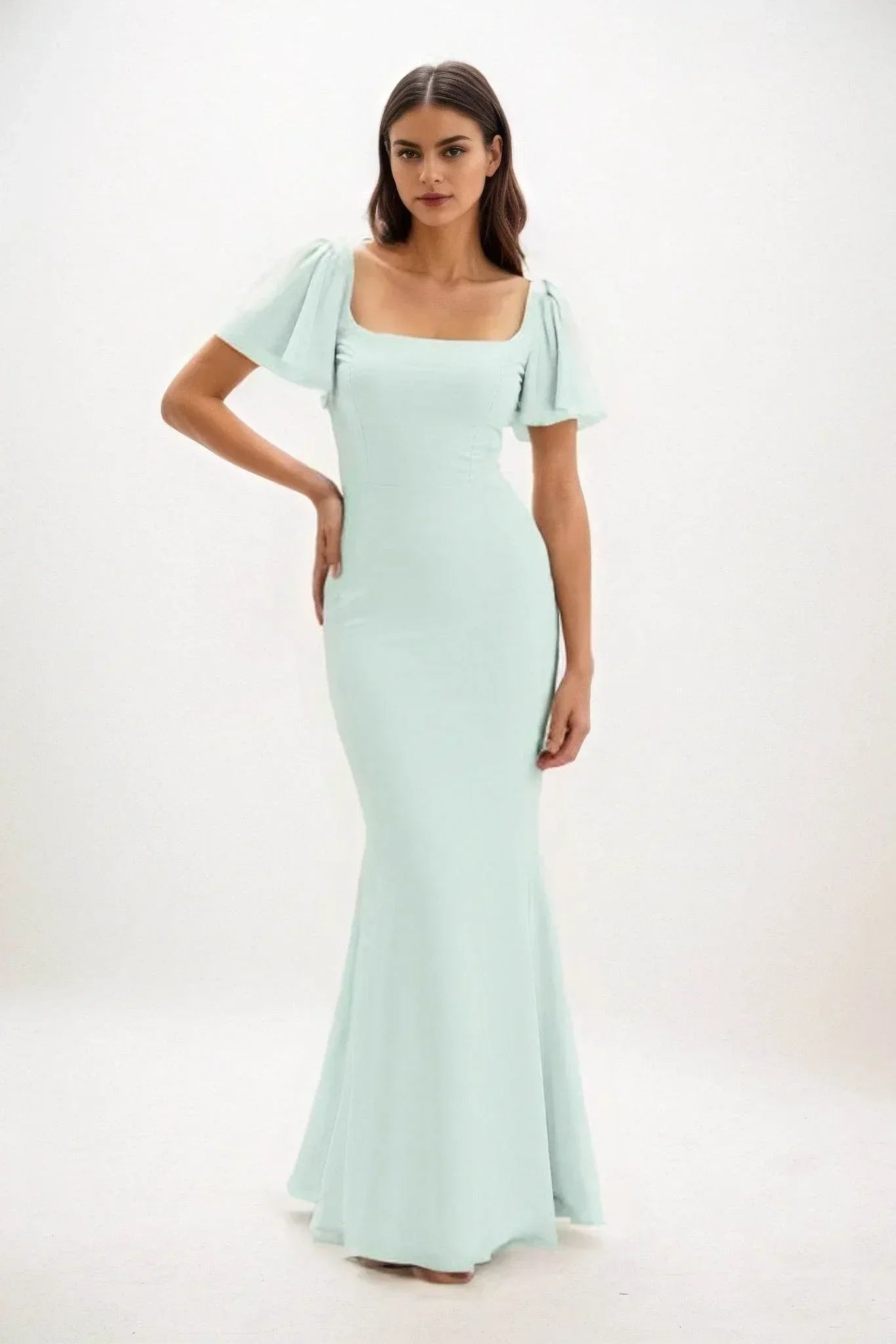 Elegant Sheath Column Maxi Chiffon Bridesmaid Dress Bridesmaid Dress