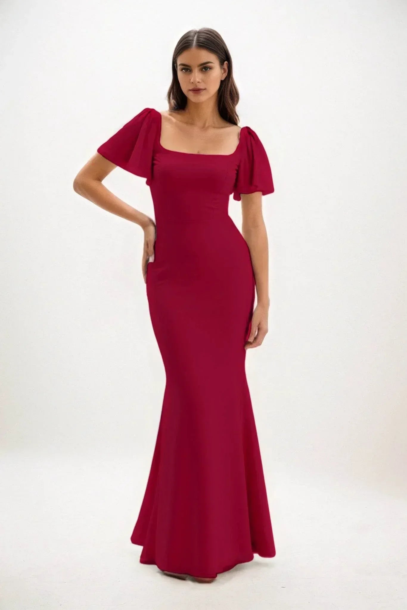 Elegant Sheath Column Maxi Chiffon Bridesmaid Dress Bridesmaid Dress