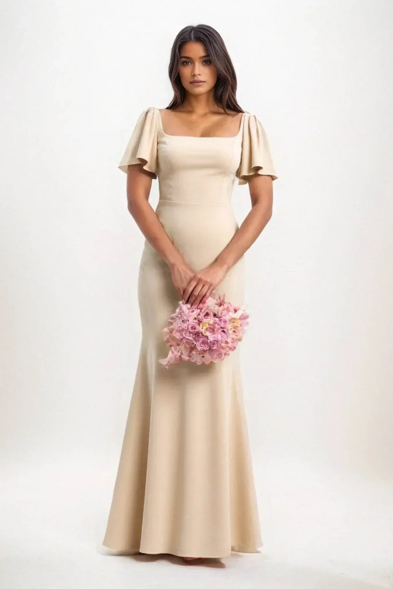 Elegant Sheath Column Maxi Chiffon Bridesmaid Dress Bridesmaid Dress