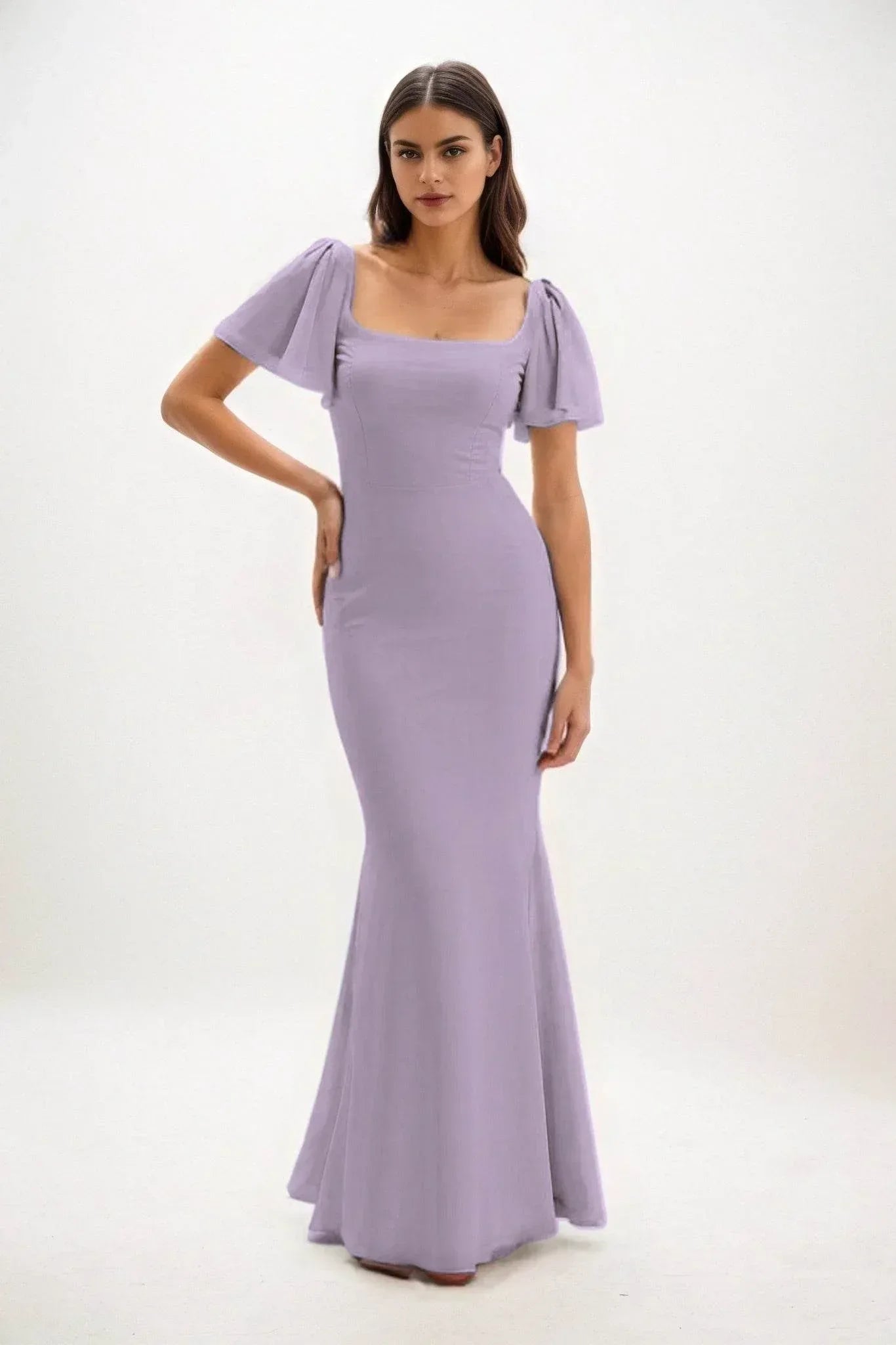 Elegant Sheath Column Maxi Chiffon Bridesmaid Dress Bridesmaid Dress