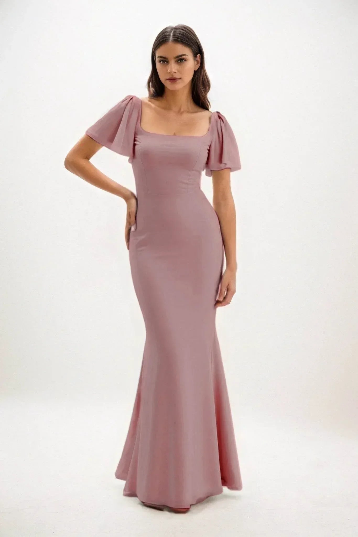 Elegant Sheath Column Maxi Chiffon Bridesmaid Dress Bridesmaid Dress