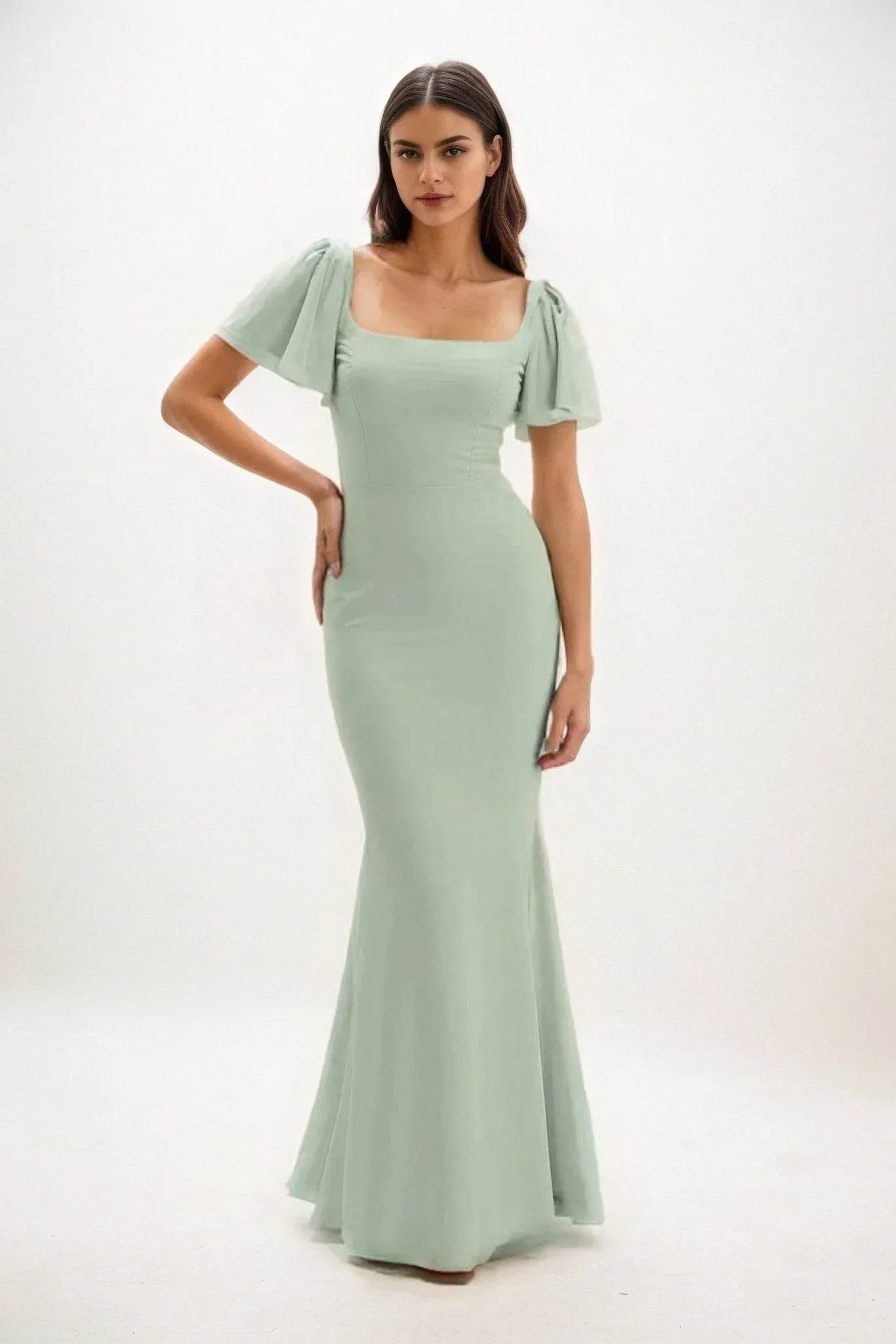 Elegant Sheath Column Maxi Chiffon Bridesmaid Dress Bridesmaid Dress