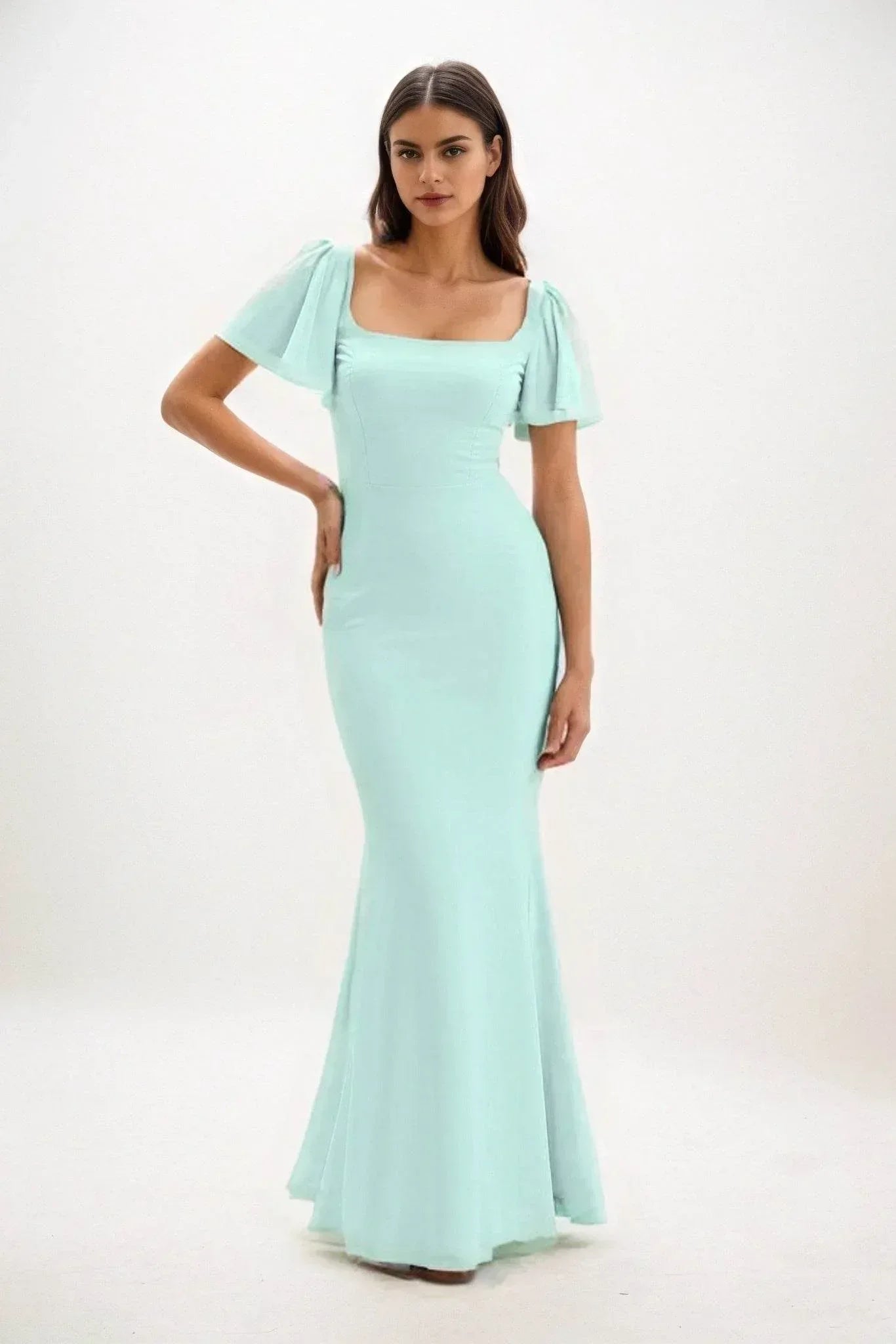 Elegant Sheath Column Maxi Chiffon Bridesmaid Dress Bridesmaid Dress