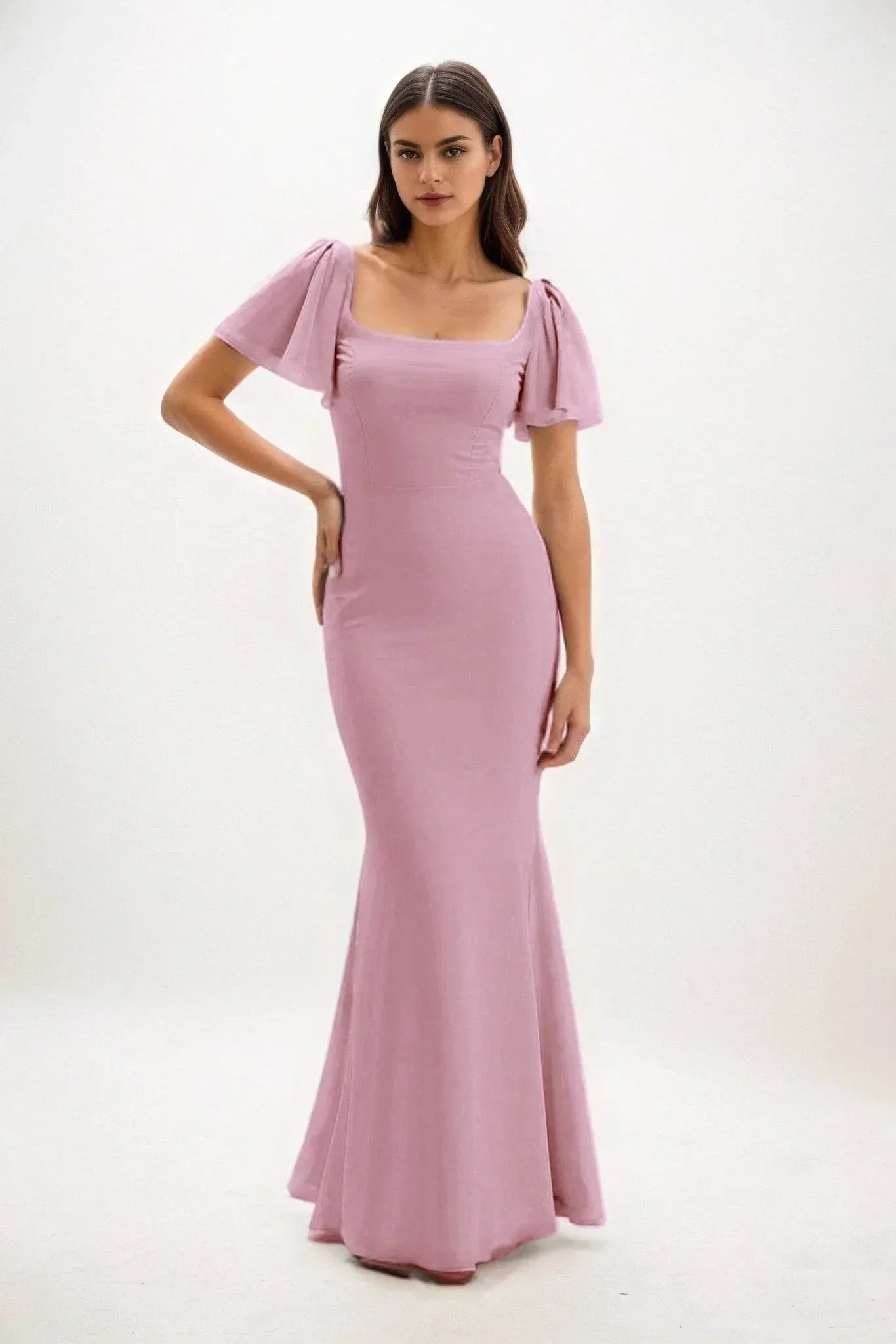 Elegant Sheath Column Maxi Chiffon Bridesmaid Dress Bridesmaid Dress