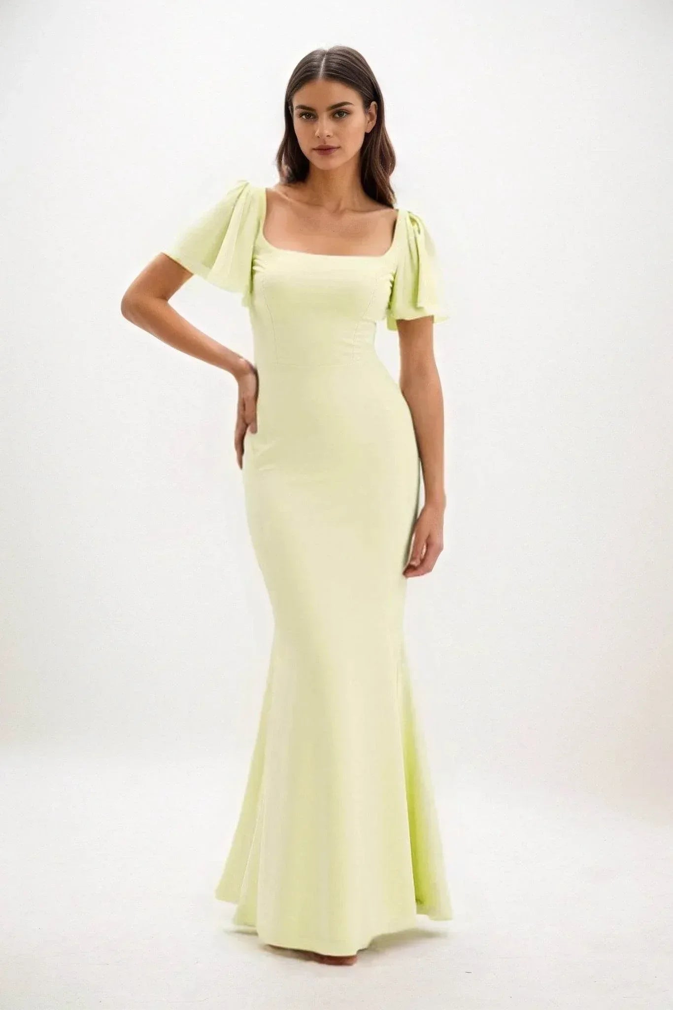 Elegant Sheath Column Maxi Chiffon Bridesmaid Dress Bridesmaid Dress