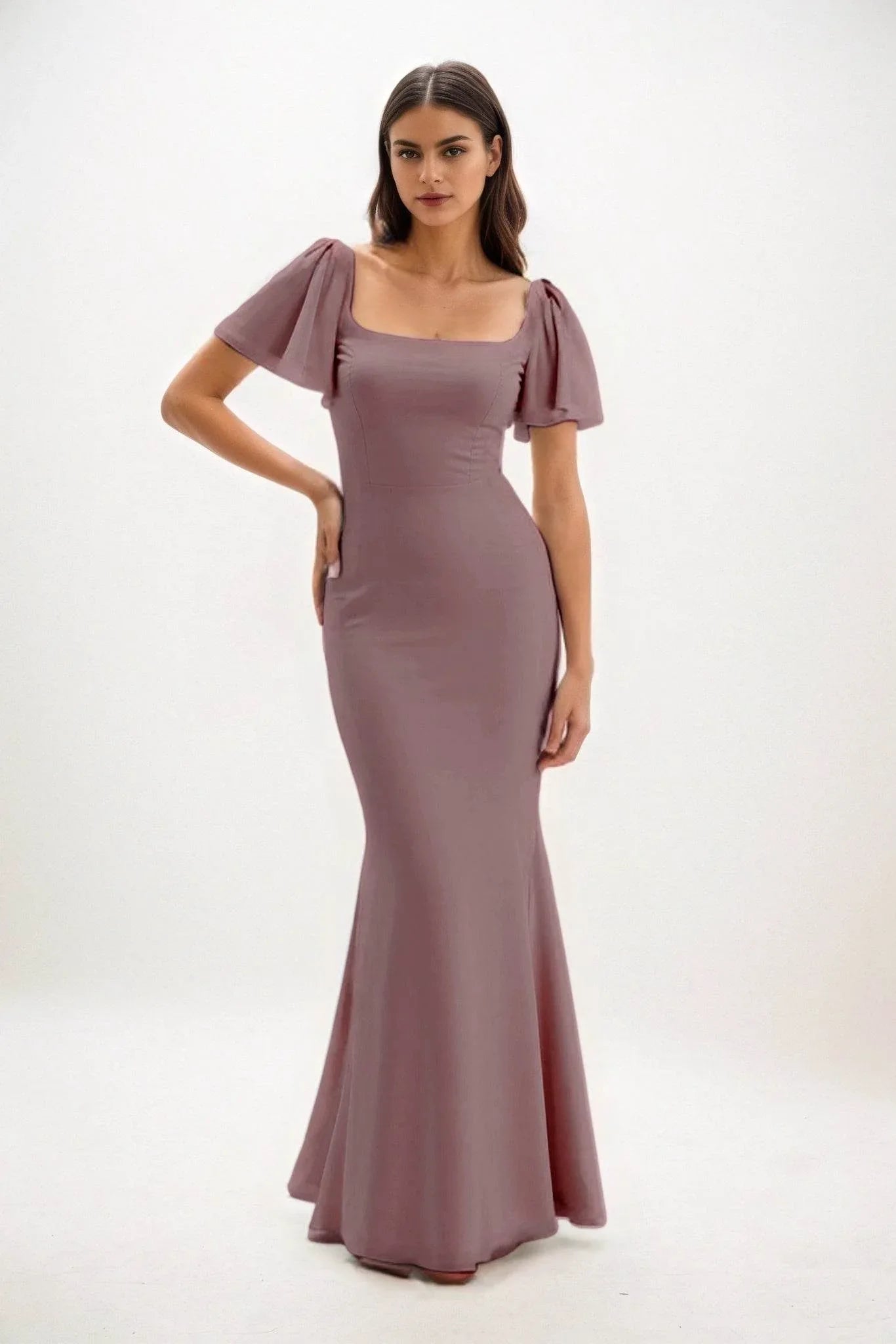 Elegant Sheath Column Maxi Chiffon Bridesmaid Dress Bridesmaid Dress