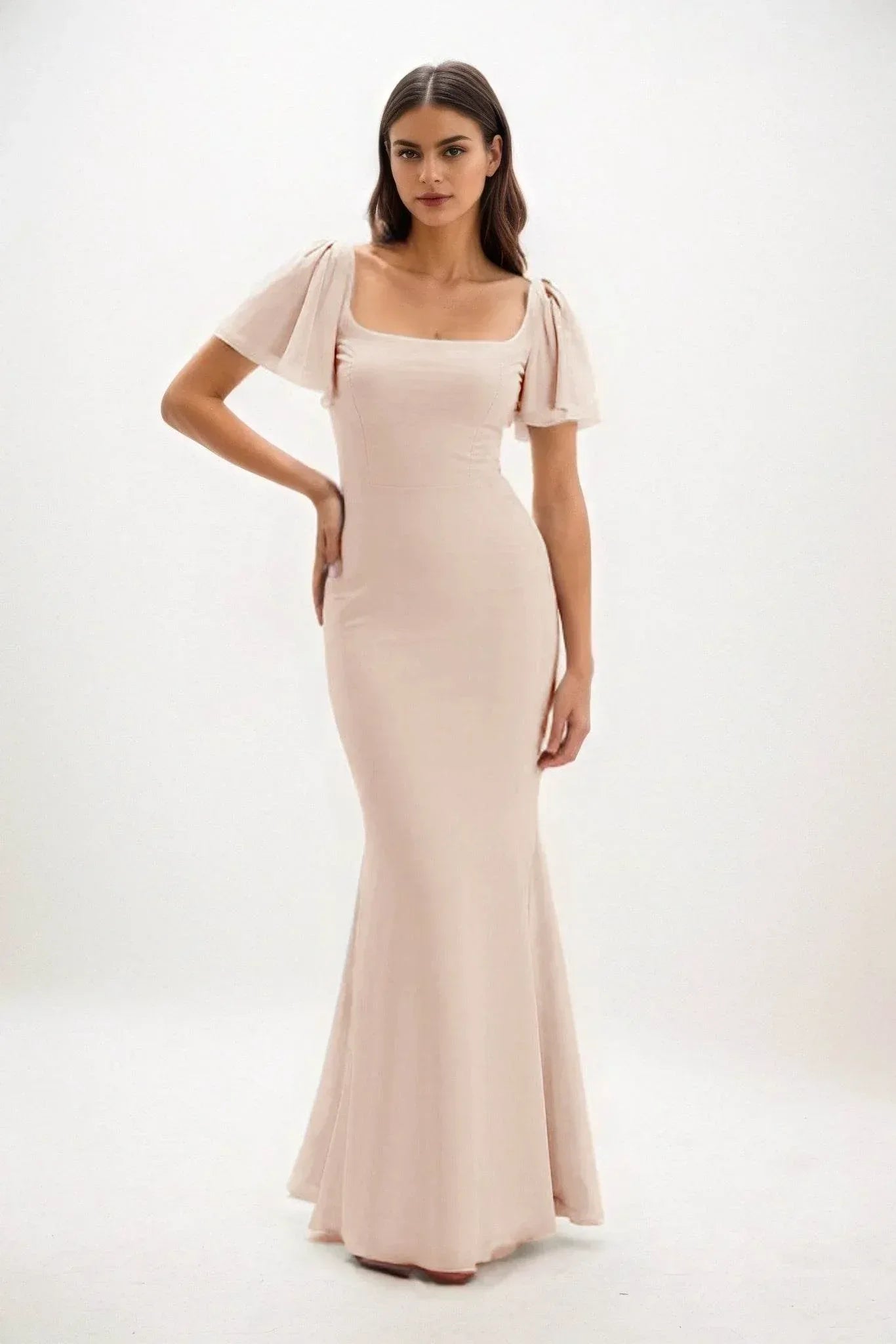 Elegant Sheath Column Maxi Chiffon Bridesmaid Dress Bridesmaid Dress