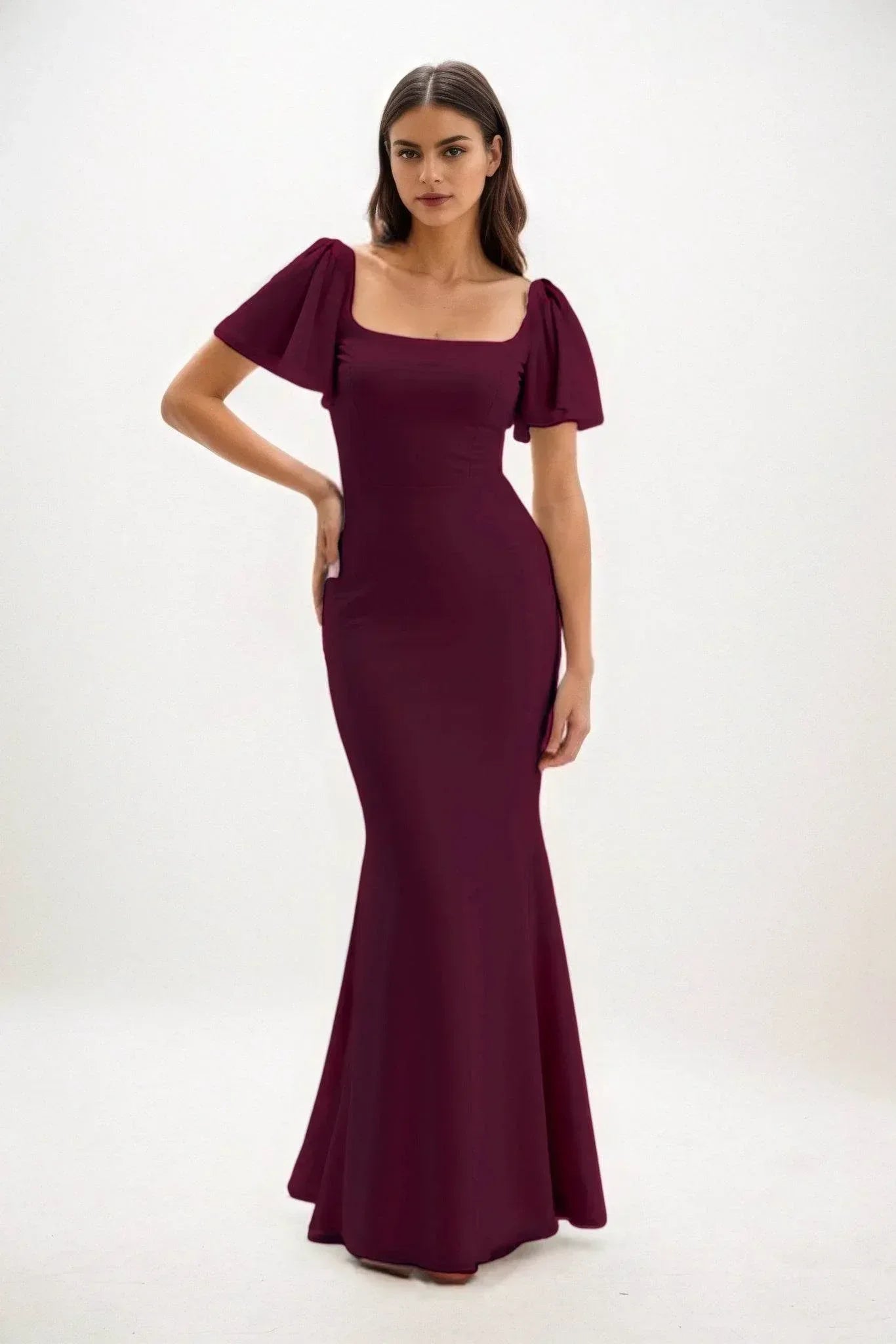 Elegant Sheath Column Maxi Chiffon Bridesmaid Dress Bridesmaid Dress
