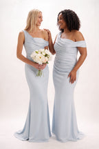 Elegant Sheath Column Maxi Luxe Satin Bridesmaid Dress Bridesmaid Dress
