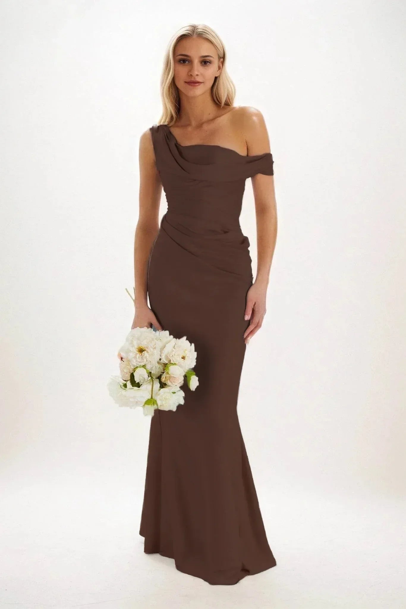 Elegant Sheath Column Maxi Luxe Satin Bridesmaid Dress Bridesmaid Dress